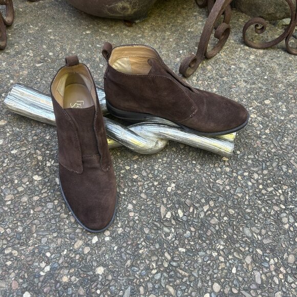 Franco Sarto Isolde Dark Brown Suede Leather Chukka Ankle Booties Size 9 - Picture 11 of 11